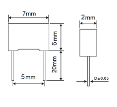10 Adet 100nF 0.1uF 63V u1J63 5mm Mavi Kutupsuz Polyester Kondansatör 2x6x7mm