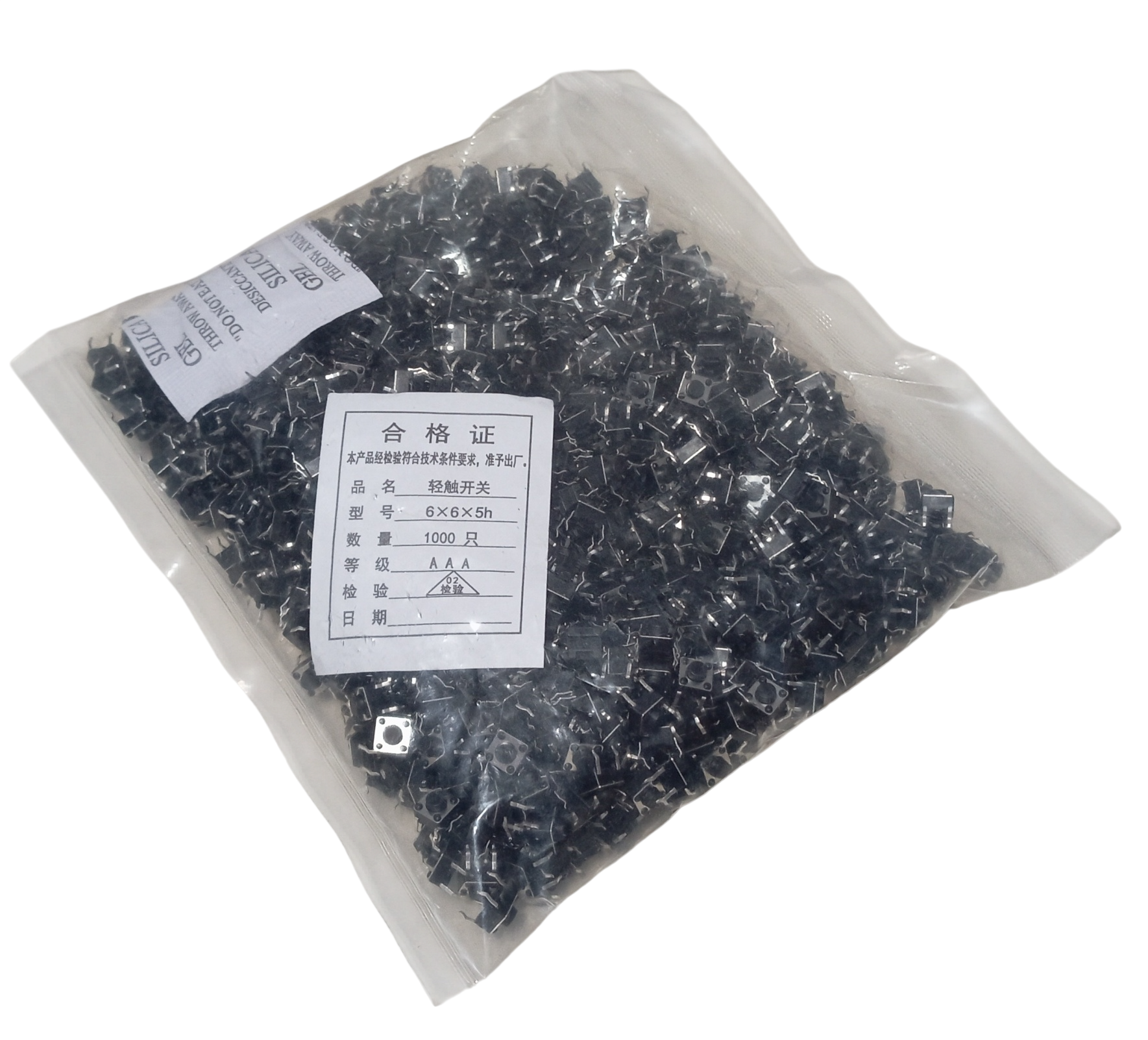 1000 Adet 6x6x5h 4 Pinli Push Buton Tact Switch - Siyah (6x6x5mm)