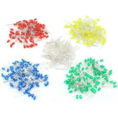 500 Adet 3mm Led 5 Çeşit Renk (Beyaz, Kırmızı, Mavi, Yeşil, Sarı) Kutulu Led Deney Seti