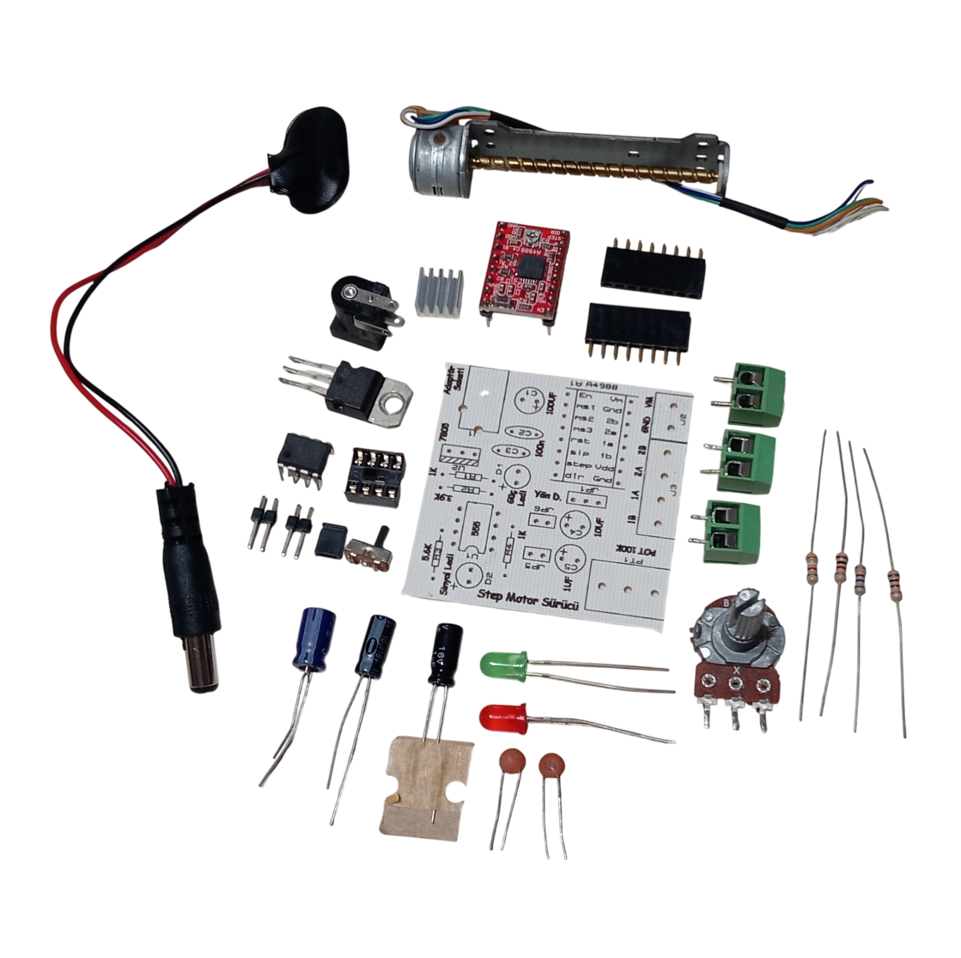 DC 8-35V 1A Step Motor Sürücü Hız Yön Kontrol Devresi Kendin Yap Hobi Devresi DIY Lehimleme Kiti Demonte(Montesiz)
