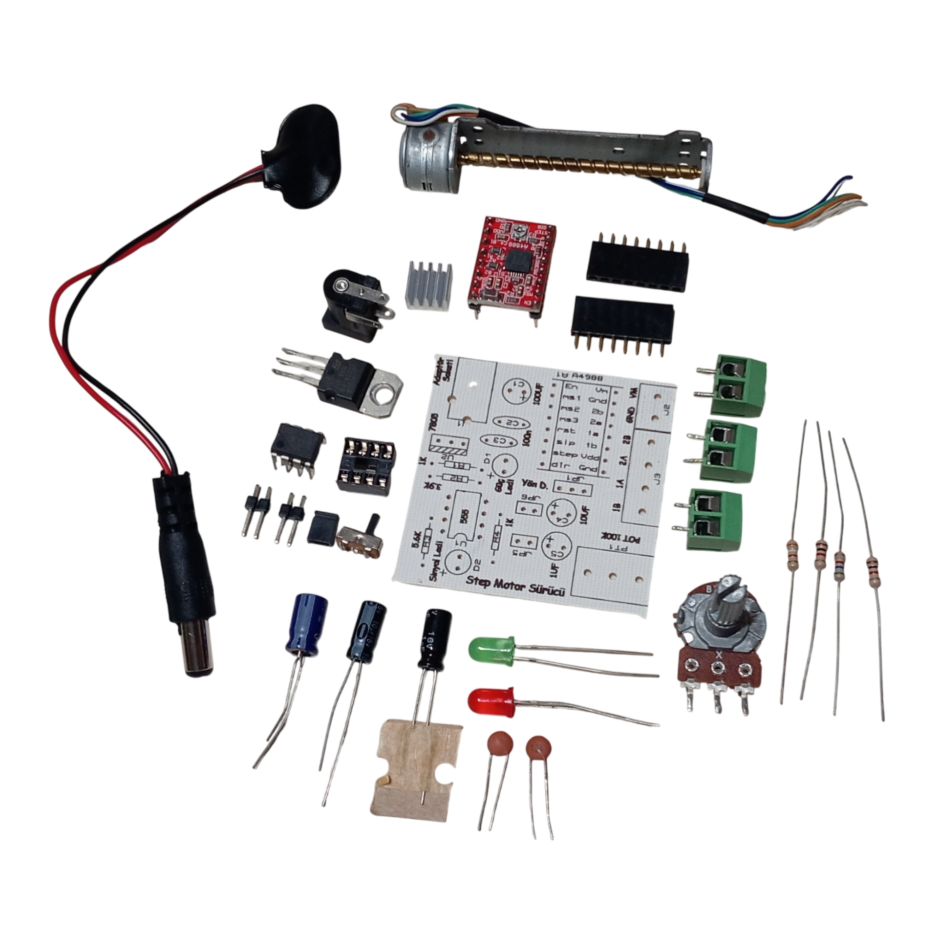 DC 8-35V 1A Step Motor Sürücü Hız Yön Kontrol Devresi Kendin Yap Hobi Devresi DIY Lehimleme Kiti Demonte(Montesiz)