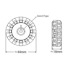 2 Adet N20 Motor Tekerleği 44x18mm Kauçuk Robot Tekeri 3mm D Kesit Mil Uyumlu