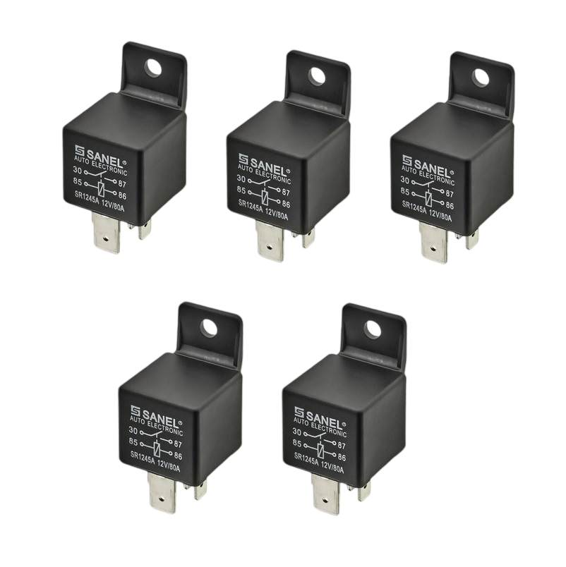 5 Adet Sanel 12V Güç Rölesi 4 Uçlu SR1245A 12V/80A